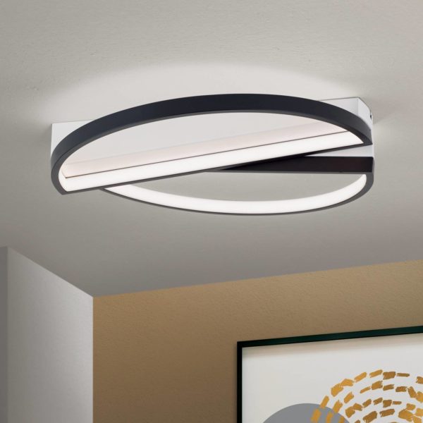 Orion Plafonnier LED Olga, noir/blanc Orion