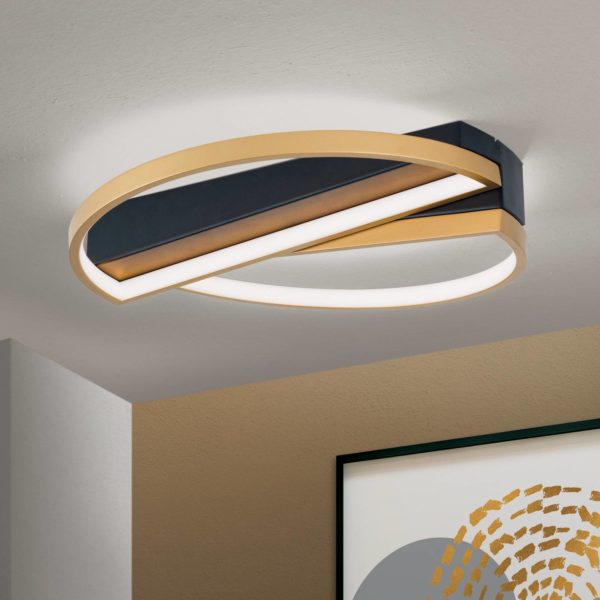 Orion Plafonnier LED Olga, noir/doré Orion