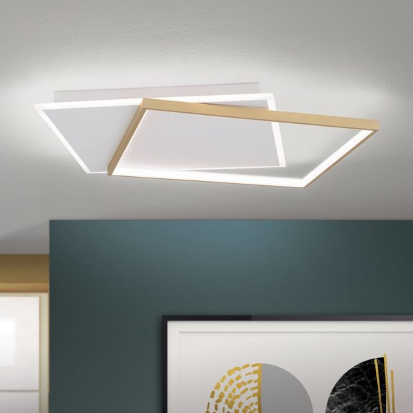 Orion Plafonnier LED Emanuel, blanc/doré Orion