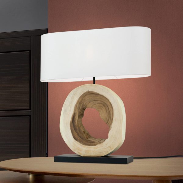 Orion Lampe à poser Nathan avec pied en bois décoratif Orion