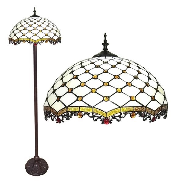 Clayre&Eef Lampadaire 5LL-6113 au style Tiffany, blanc Clayre&Eef