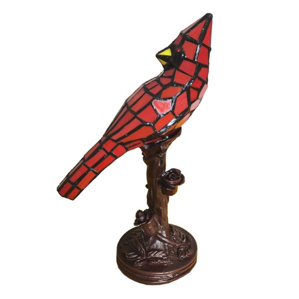 Clayre&Eef Lampe à poser 5LL-6102R Oiseau, rouge, Tiffany Clayre&Eef