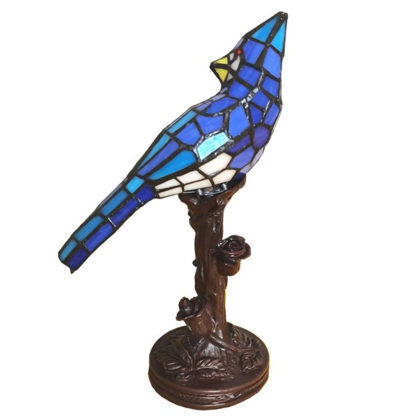 Clayre&Eef Lampe à poser 5LL-6102BL Oiseau, bleue Tiffany Clayre&Eef