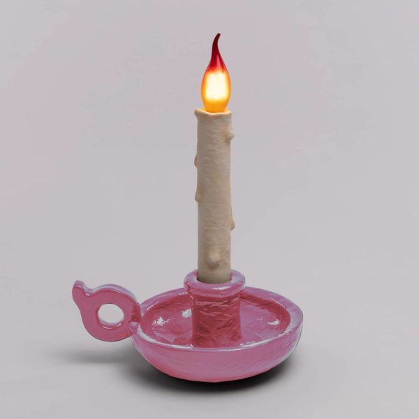 SELETTI Lampe de table déco LED Grimm Bugia bougie rose Seletti