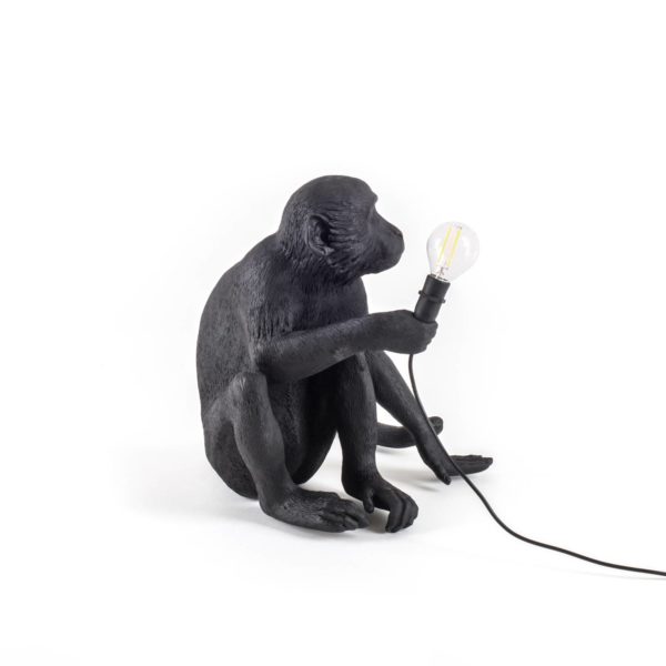 SELETTI Lampe terrasse déco LED Monkey Lamp assise noir Seletti
