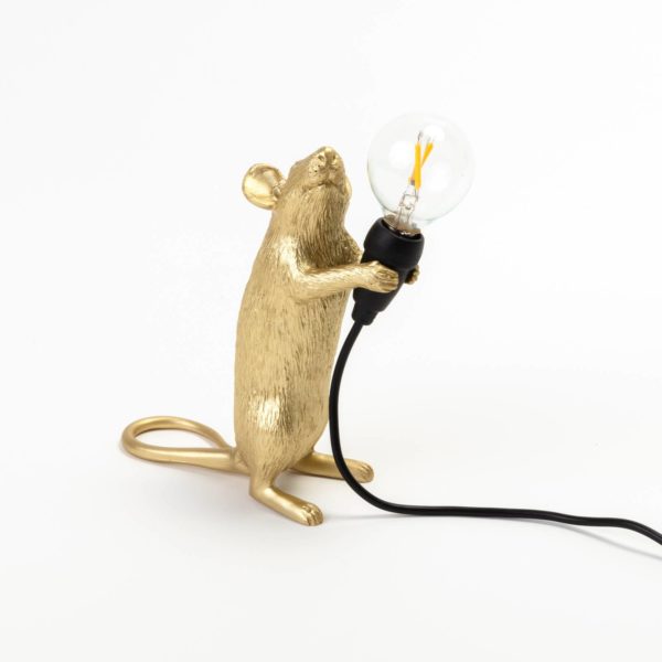 SELETTI Lampe déco LED Mouse Lamp USB debout dorée Seletti