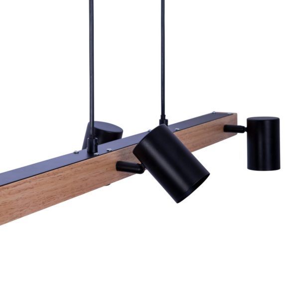 Näve Suspension Frida avec 4 spots, noire/bois clair Näve
