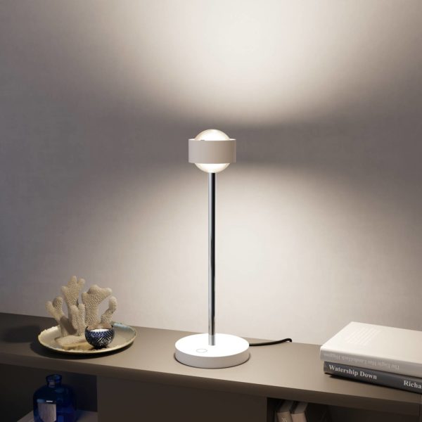 Top Light Puk! 80 Eye Table LED, mates, blanc mat/chromé Top Light