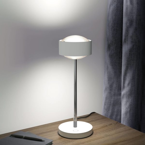 Top Light Puk! 120 Eye Table LED, mates, blanc/chromé Top Light