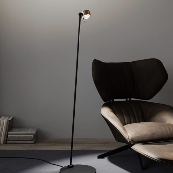 Top Light Puk! 80 Floor LED claires/mates, laiton/chromé Top Light