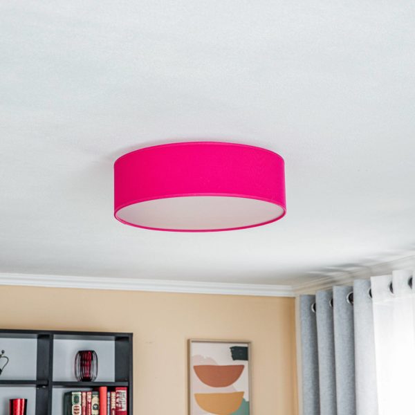 Euluna Roller couverture, abat-jour en tissu rose, Ø 40 cm Euluna