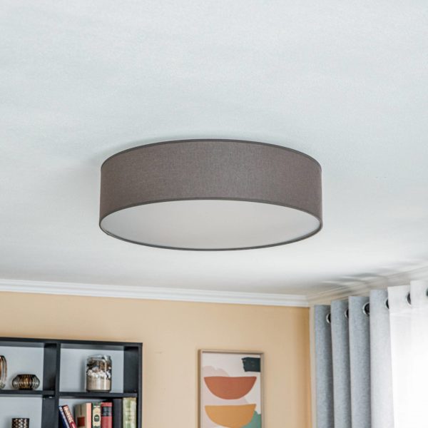 Euluna Roller plafond, abat-jour en tissu couleur terre, Ø50cm Euluna