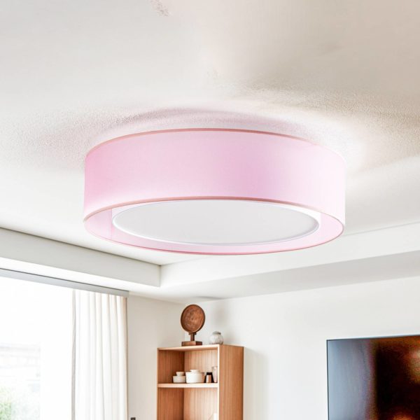 Euluna Tibu plafonnier, tissu, Ø50 cm, rose Euluna
