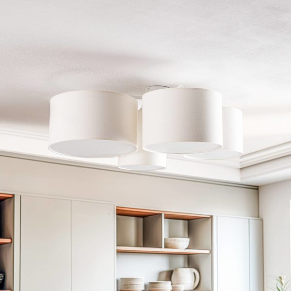 Euluna Lodge plafonnier, à 4 lampes, beige Euluna