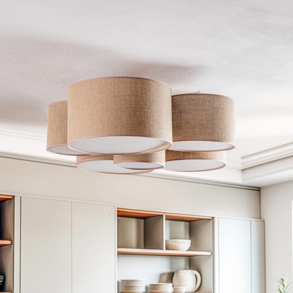Euluna Lodge plafonnier, à 6 lampes, jute Euluna