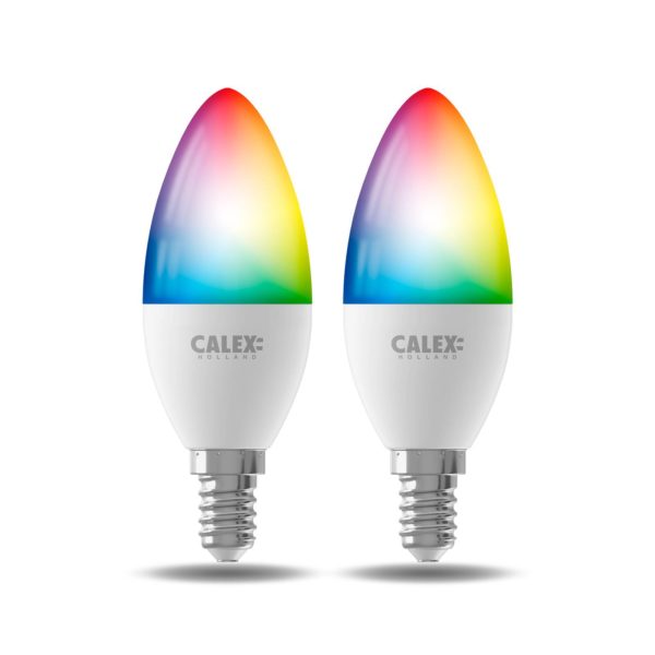 Calex Smart Bougie LED E14 B35 4,9W CCT RVB lot de 2 Calex