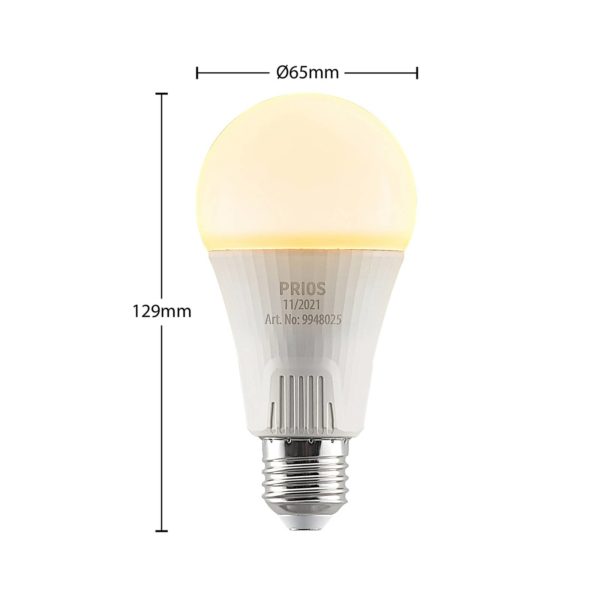 PRIOS Ampoule LED E27 A65 15 W blanc 2 700 K x3 PRIOS