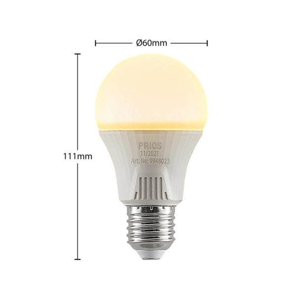 PRIOS Ampoule LED E27 A60 11 W blanc 2 700 K x10 PRIOS