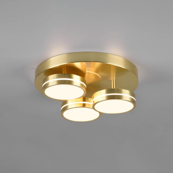 Trio Lighting Plafonnier LED Franklin à trois lampes, laiton mat Trio Lighting