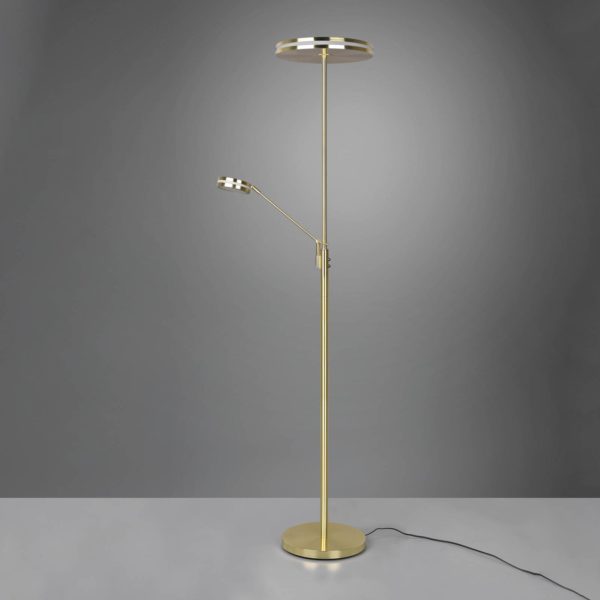 Trio Lighting Lampadaire LED Franklin, liseuse, laiton mat Trio Lighting