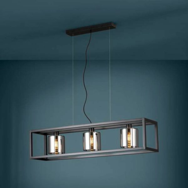 EGLO Brisling suspension, à trois lampes, noire EGLO