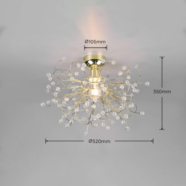 Reality Leuchten Plafonnier Gloria, E27, à une lampe, laiton Reality Leuchten