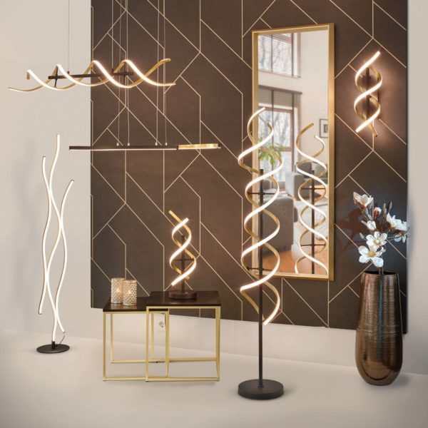 Trio Lighting Lampadaire LED Sequence, dimmable, CCT, laiton Trio Lighting