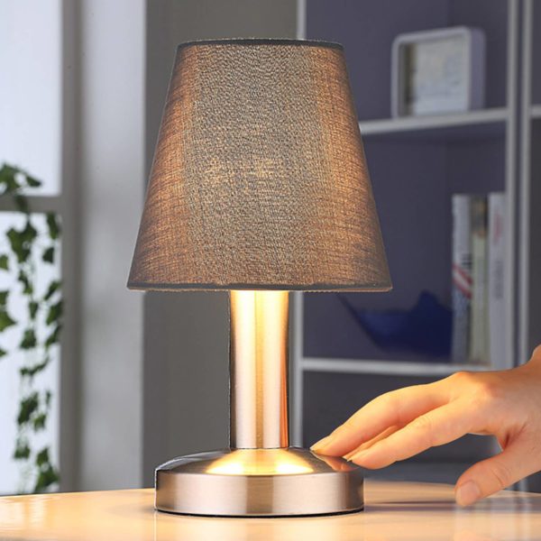 Lindby Lampe de chevet Hanno grise abat-jour en tissu x2 LINDBY