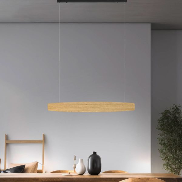 Quitani Suspension LED Persida, chêne, 98 cm quitani