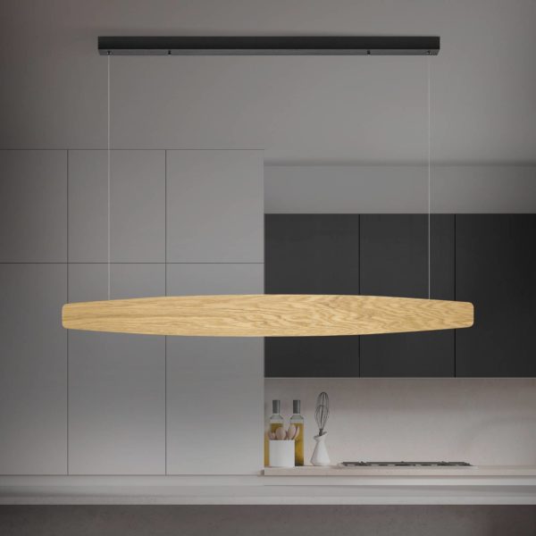 Quitani Suspension LED Persida, chêne, 118 cm quitani