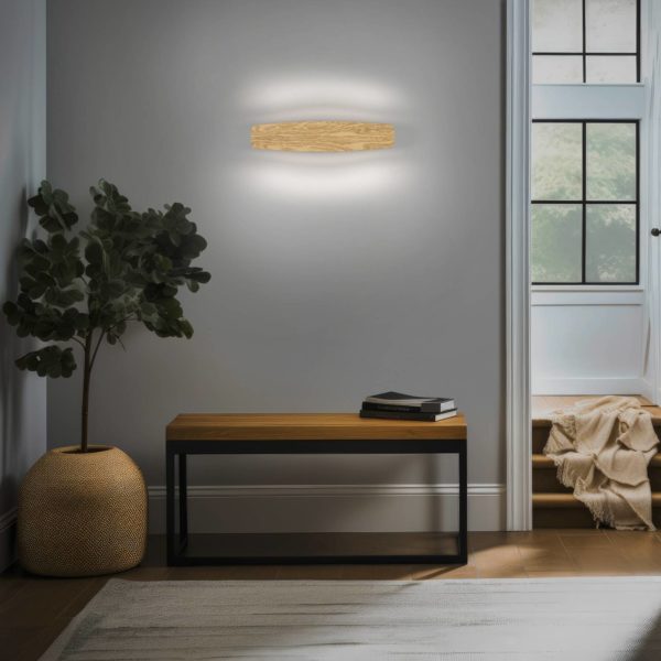 Quitani Applique murale LED Persida, chêne, 48 cm quitani