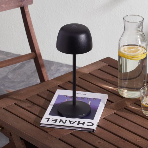 Lindby lampe de table LED rechargeable Arietty, noir LINDBY