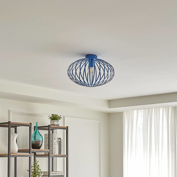 Lindby Maivi plafonnier cage bleu 40 cm LINDBY