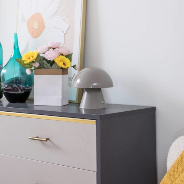 Lampe de table LED rechargeable Lindby Nevijo, gris, USB, variateur tactile LINDBY