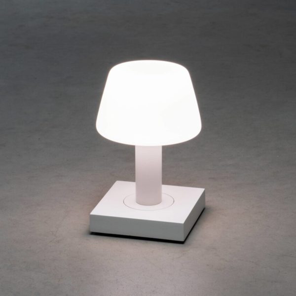 Konstsmide Lampe table LED Monaco, batterie, blanche Konstsmide