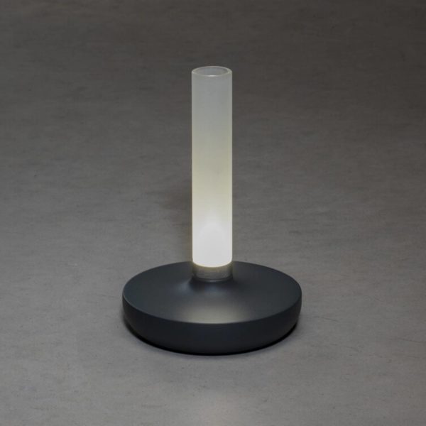Konstsmide Lampe table LED Biarritz IP54 batterie CCT grise Konstsmide