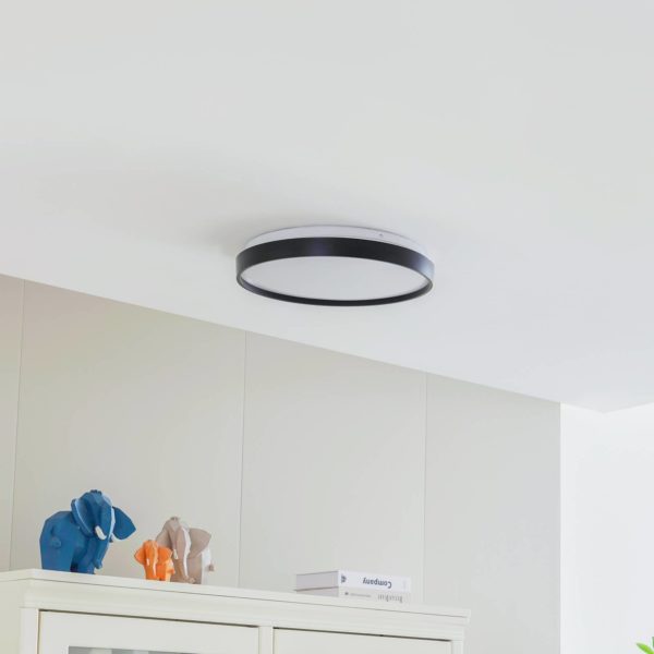 Lindby Smart Plafonnier LED Mirren, noir, CCT, Tuya LINDBY