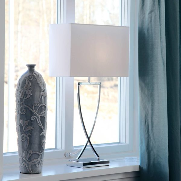 By Rydéns Omega lampe de table chrome/blanc hauteur 69cm By Rydéns