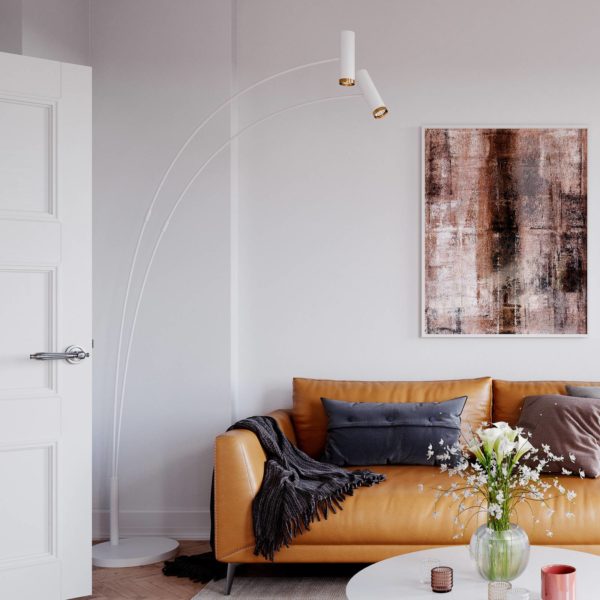 By Rydéns Puls lampe sur pied arquée à 2 lampes blanc mat By Rydéns