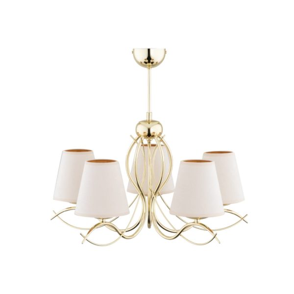 Alfa Lustre Helium à 5 lampes doré/blanc Alfa
