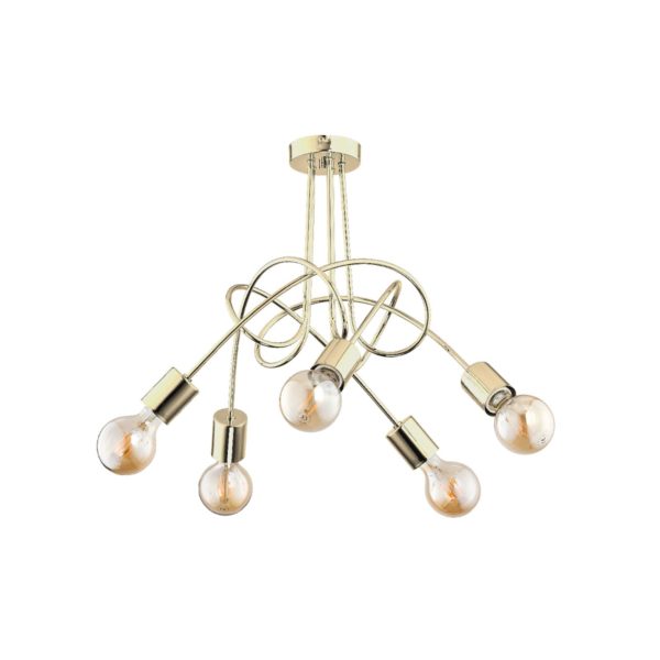 Alfa Plafonnier Tango, doré, à 5 lampes Alfa