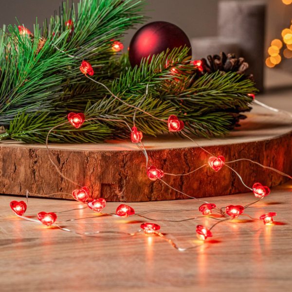Lindby guirlande lumineuse LED Titciana, cœur, Saint-Valentin, 320 cm LINDBY