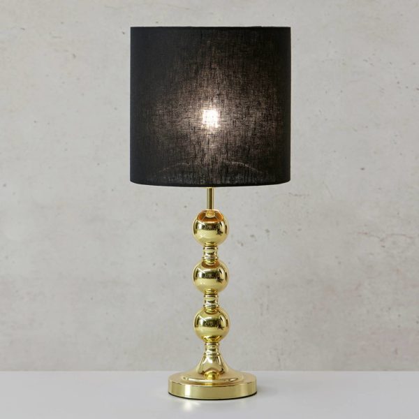 Markslöjd Lampe à poser Octo abat-jour en tissu, laiton/noir Markslöjd