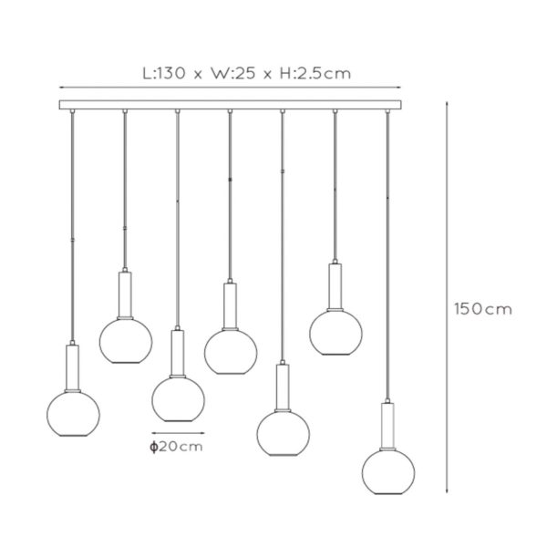 Lucide Suspension Marius, noire, à 7 lampes Lucide