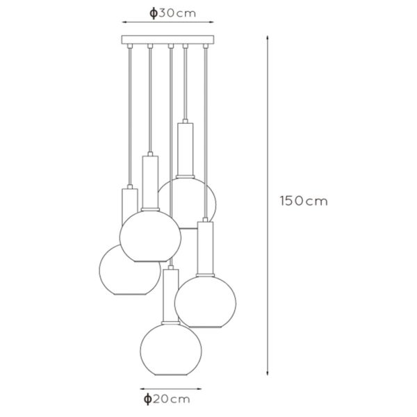 Lucide Suspension Marius, noire, à 5 lampes Lucide