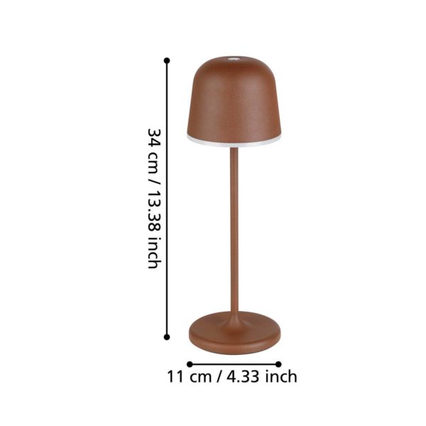 EGLO Lampe de table LED Mannera, batterie, brun rouille EGLO