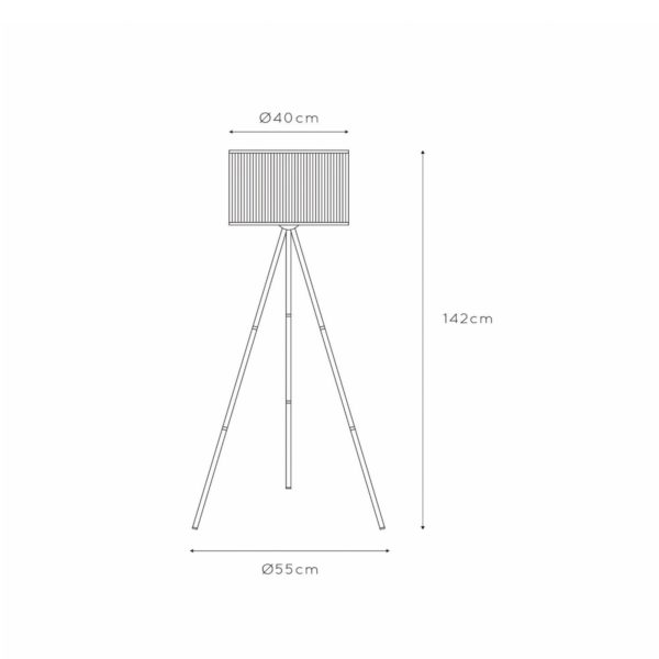 Lucide Lampe sur pied Tagalog en bambou, noire, trépied Lucide