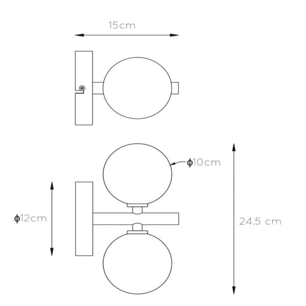 Lucide Applique Tycho, à 2 lampes, noire/gris fumé Lucide