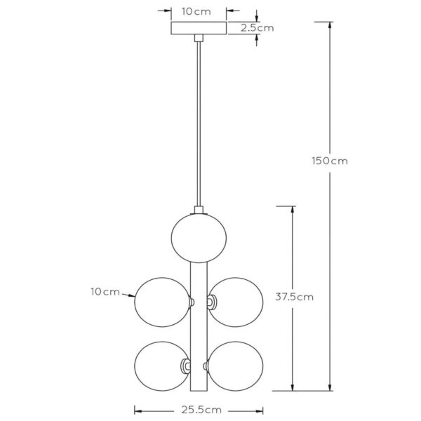 Lucide Suspension Tycho, à 6 lampes, noire/gris fumé Lucide