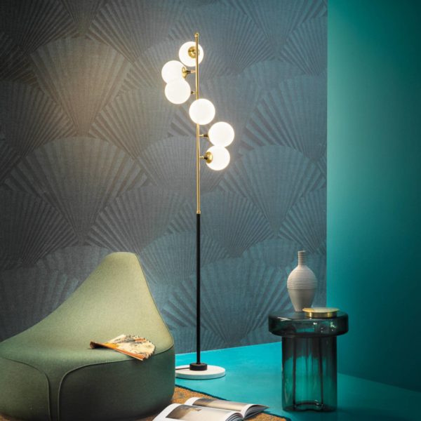 Stilnovo Galassia lampadaire LED à 6 lampes, doré Stilnovo